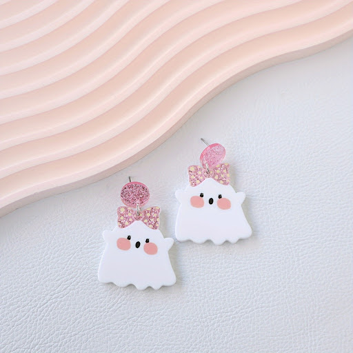 Title 2, Fashion Acrylic Bowknot Small Ghost Earrings, l...