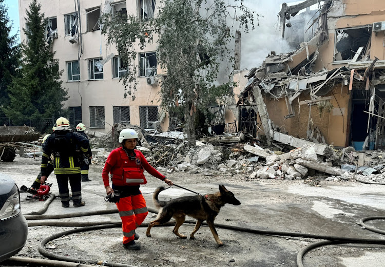 Rescuers work at the site of a Russian missile strike in Kharkiv, Ukraine, August 6 2024. Picture: REUTERS/VITALII HNIDYI