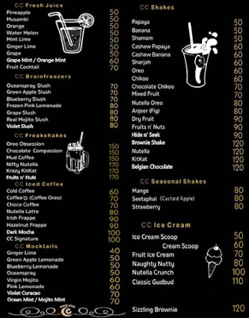 Cool Cafe menu 