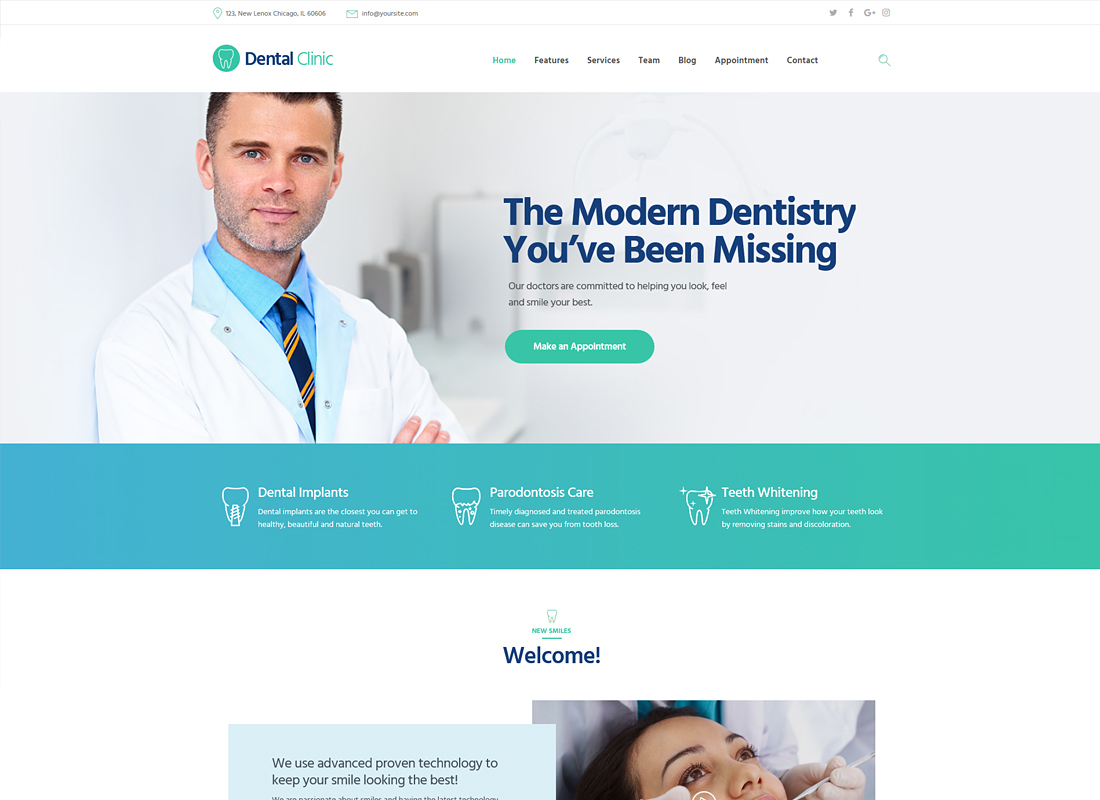 Clínica Dental |  Tema de WordPress para odontología, medicina y salud