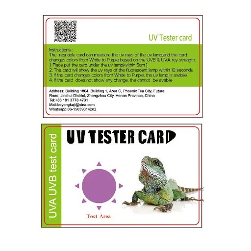 2 Pcs Reptile UVA UVB Light Lamp Bulb Test Card UV Tests Paper Reptiles Terrarium Lamp Life Effective Tester Meter Pet S