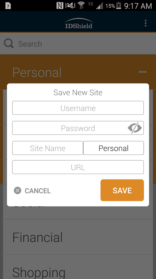 Android application IDShield Vault screenshort