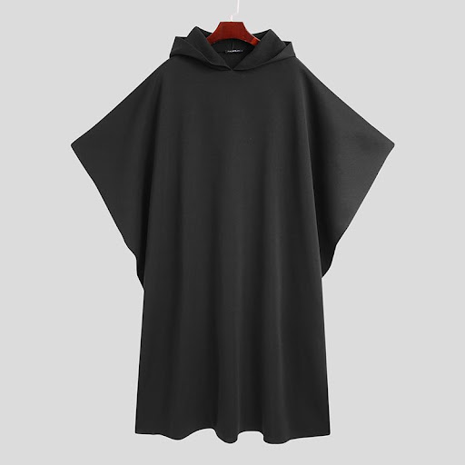 Title 9, Mens Fashion Cloak Coat Hooded Solid Loose Str...