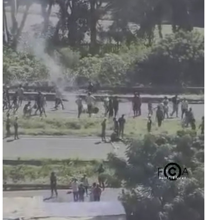 About 100 people from informal settlements around the M19 near Reservoir Hills took to the streets, burning tyres and allegedly stoning cars in protest at being removed from a temporary shelter after their homes were destroyed in the floods.