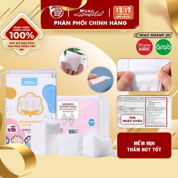 [Nhập Khẩu Chính Hãng] Bông Tẩy Trang 222 Miếng Lameila Cotton Pads 3 Lớp Làm Sạch Da Siêu Mềm Mịn Thấm Hút Cực Tốt