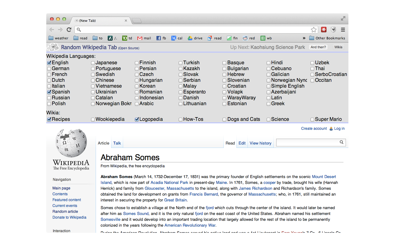 Random Wikipedia Tab Preview image 1