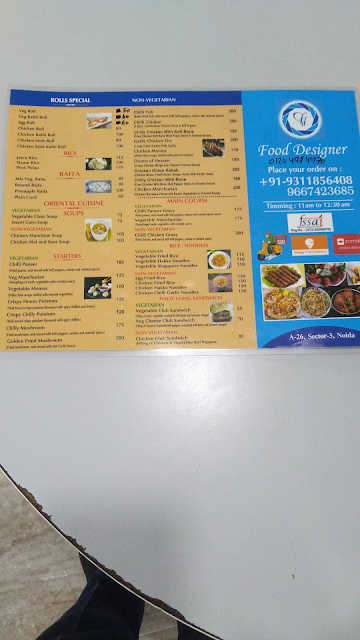 Food Designer menu 