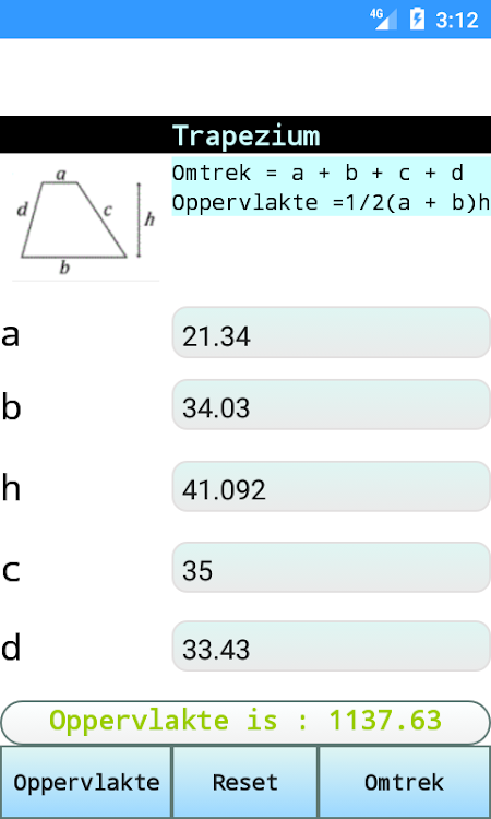 Oppervlakte naar omtrek calculator