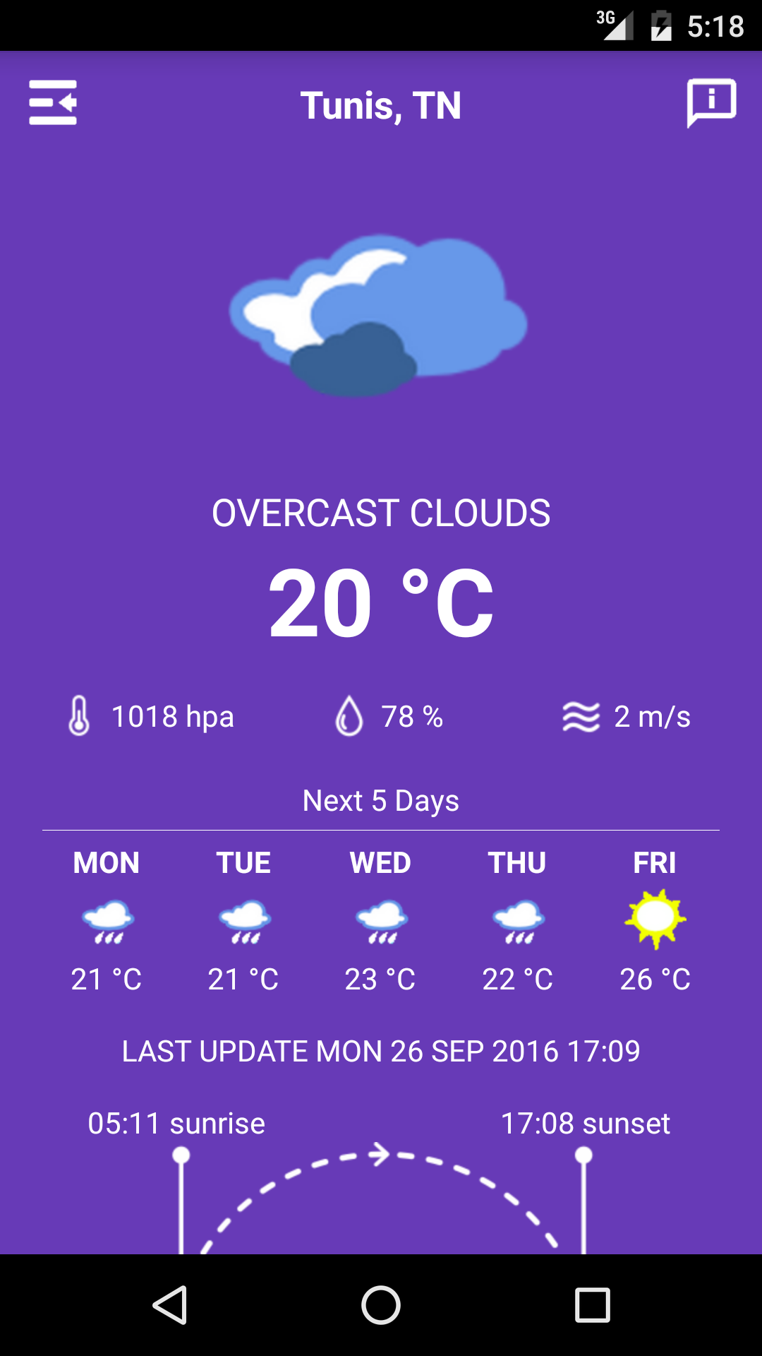 Android application Tunis Weather screenshort