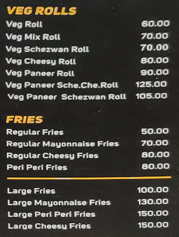 Bombay Burgers menu 