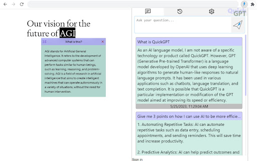 QuickGPT AI assistant