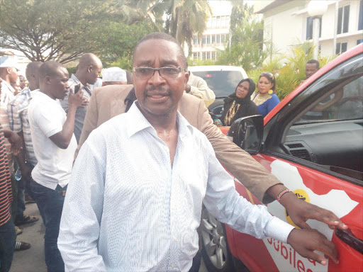 Murang'a Governor Mwangi Wa Iria leaves the Jubilee Hall in Mombasa after a luncheon with Mombasa elders on Friday, October 20, 2017. /BRIAN OTIENO