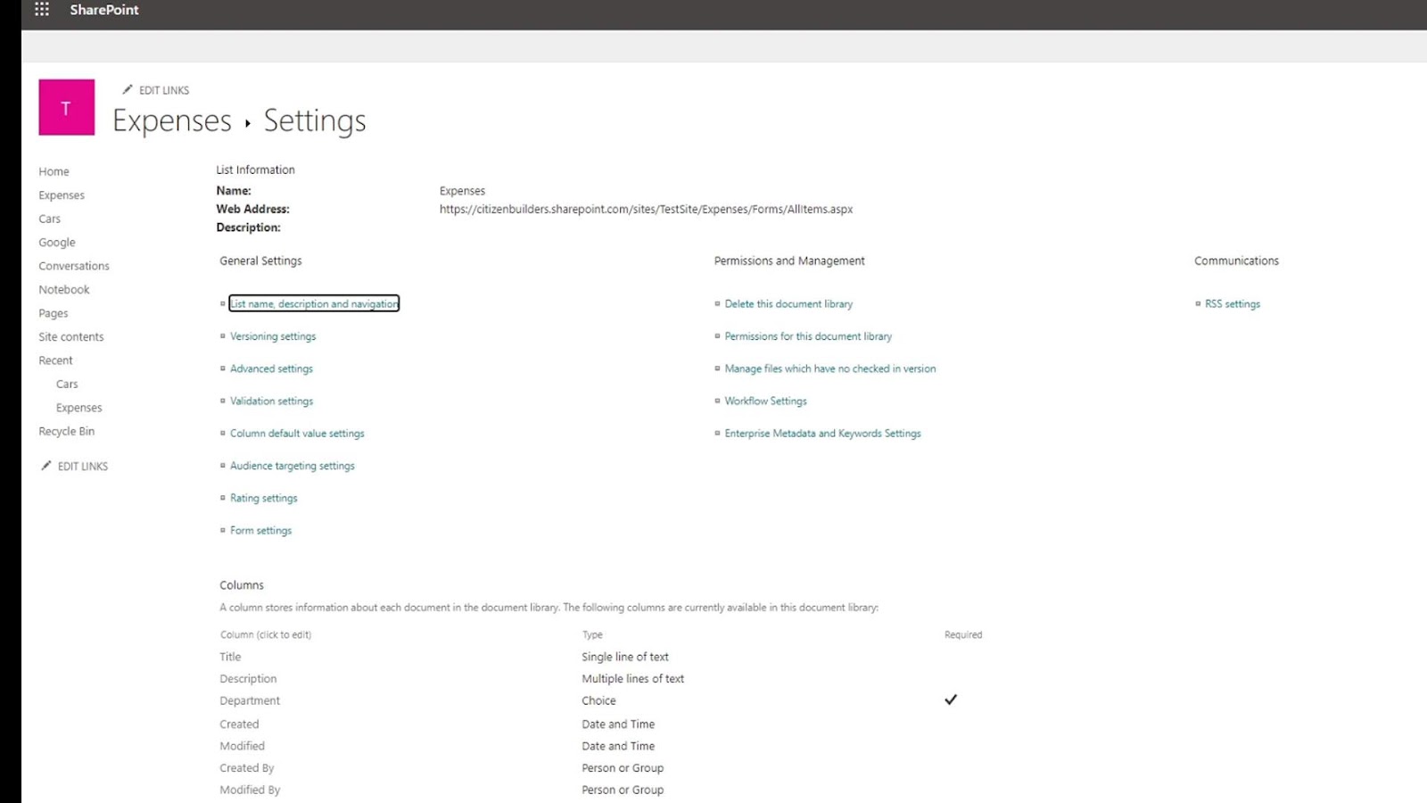 sharepoint site library