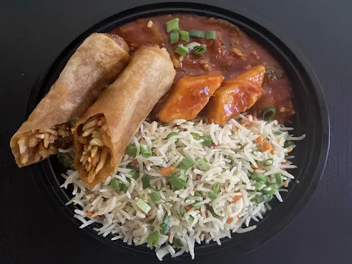 Chopper Rice + Paneer Schezwan Sauce + Spring Roll