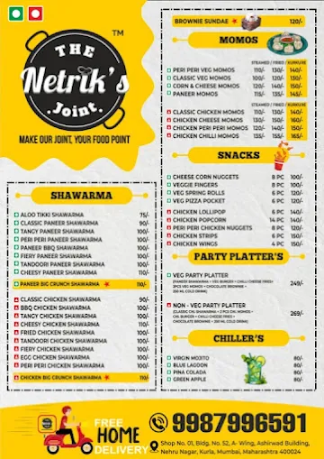 The Netrik's Joint menu 