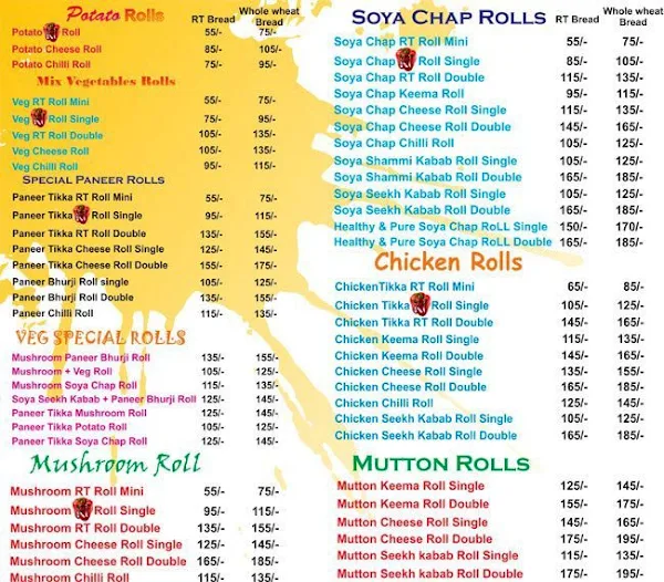 Rolls Tiger menu 