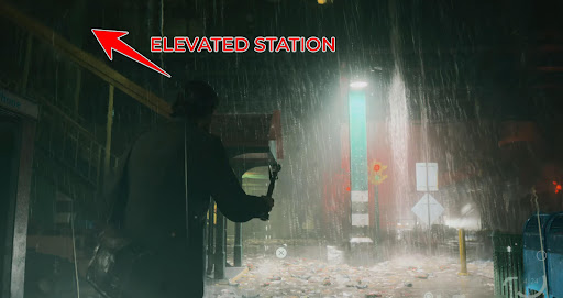 Enter the elevated station using the lamp