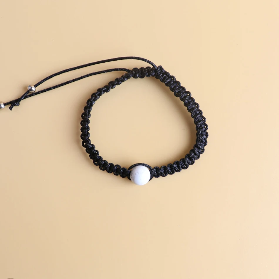 Bracelet Simple Personnalisé avec Sangle de Transport, Turquoise Blanc Noir Givré, un accessoire pratique et élégant pour un look quotidien.