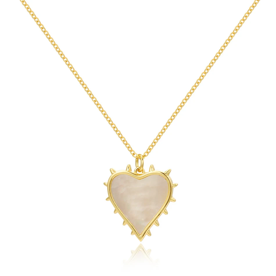 Vrouwen Electroplating 18K Echt Goud Zachte Natuurlijke Moeder Shell Hart Vorm Simple Ketting - Elegant en Tijdloos.