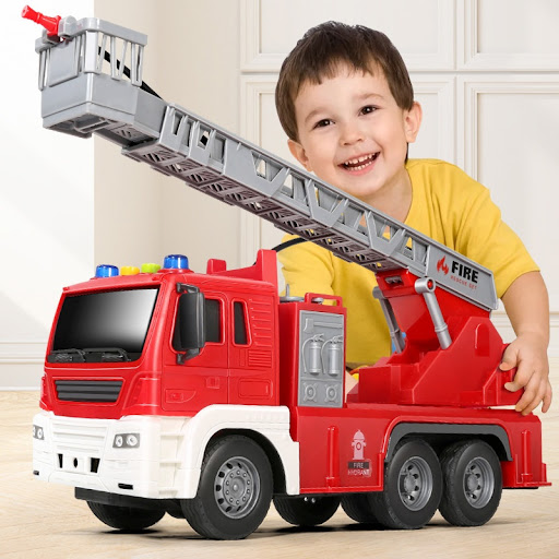 Title 14, Aerial Ladder Fire Truck Toy Car with Water Spr...