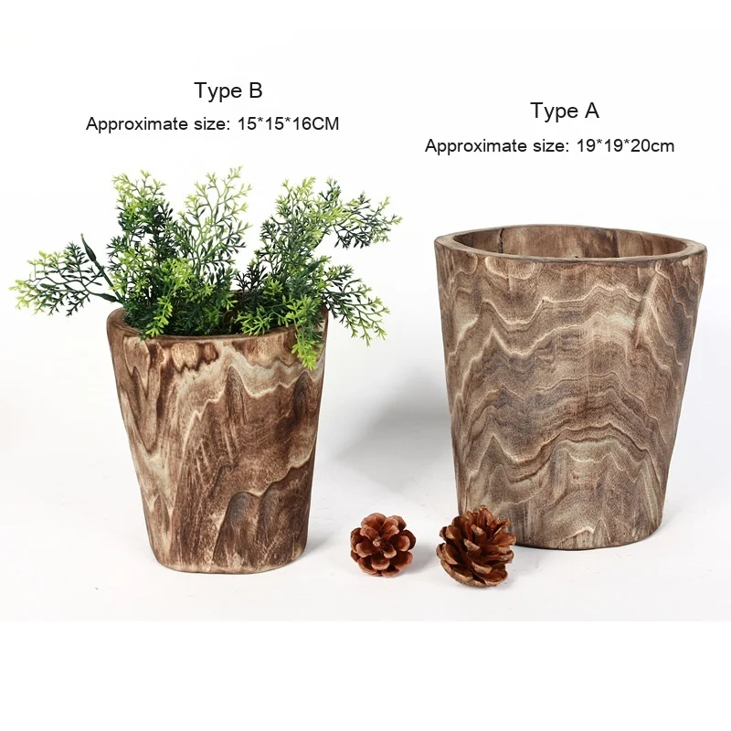 Handmade Wooden Flower Pot Flower Bucket Vase Decoration. Perfect for adding a rustic, natural touch to your home with f