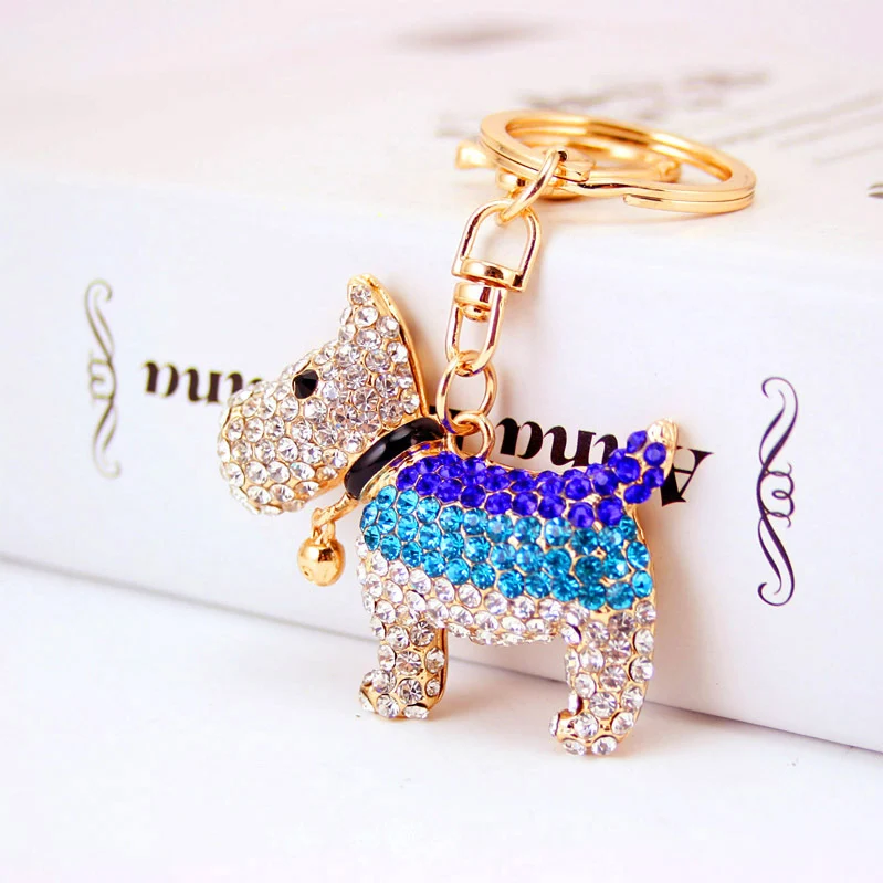 Creatieve schattige puppy sleutelhanger met diamanten en bel. Een charmant accessoire voor je sleutels, tas en meer.