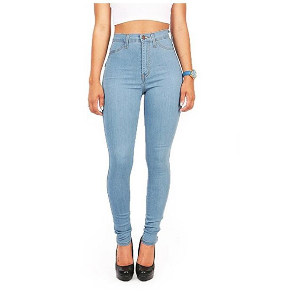 Title 5, Jeans femininas de cintura alta com stretch e m...