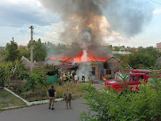 A house burns after a Russian military strike on the town of Bakhmut, Ukraine, on July 28 2022. 