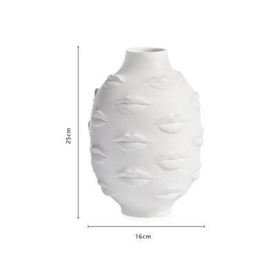 Title 1, Glazed Black Gold Lips Human Face Ceramic Vase....