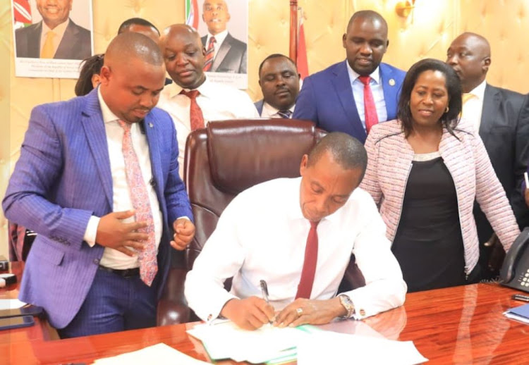 Kiambu Governor, Kimani Wamatangi, on Wednesday signed the County Appropriation Bill, 2023, which authorizes the executive to spend an additional Sh1.2 billion on development projects before the current financial year ends on June 30, 2023.