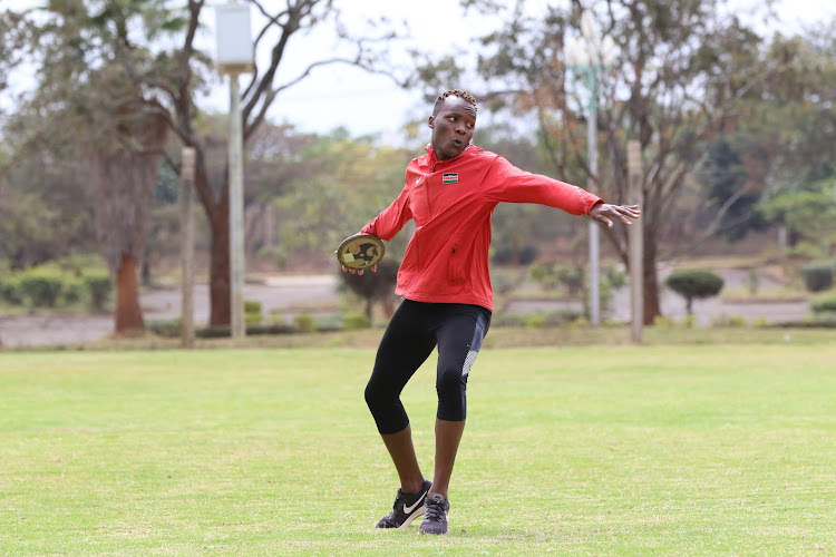 Linda Kageha during a training session at Moi Stadium, Kasarani.