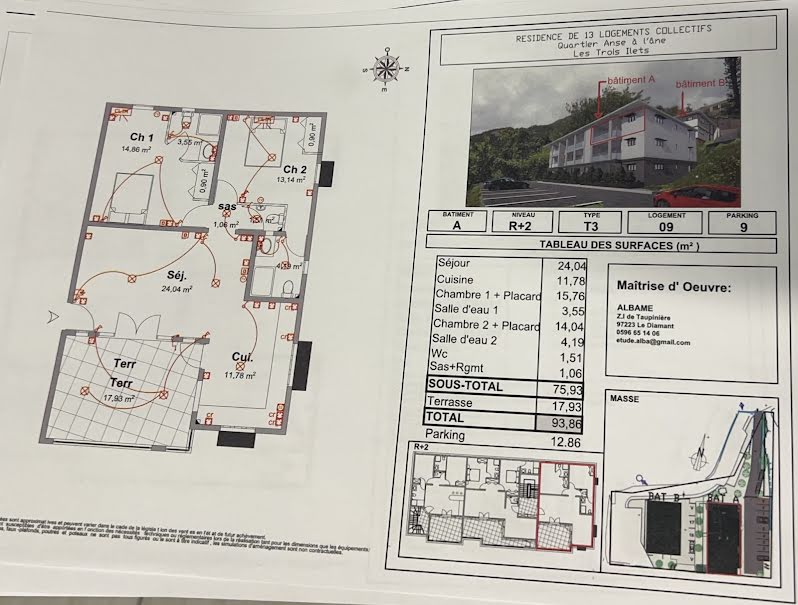 Vente appartement 3 pièces 75.93 m² à Les trois ilets (97229), 378 976 €