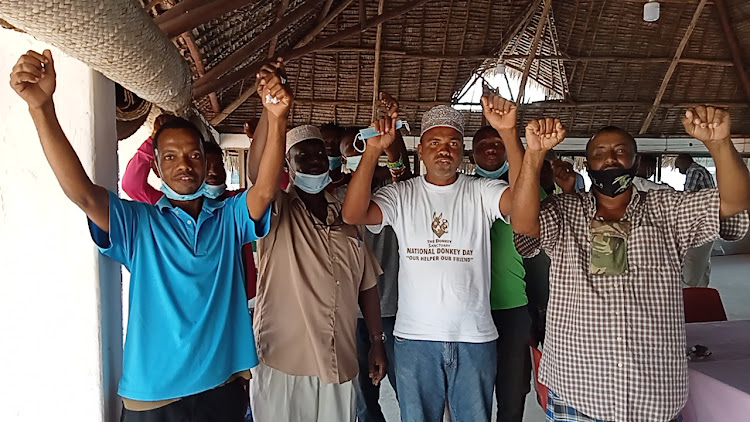 Lamu donkey owners protesting the law llowing the slaughter of donkeys in Kenya.