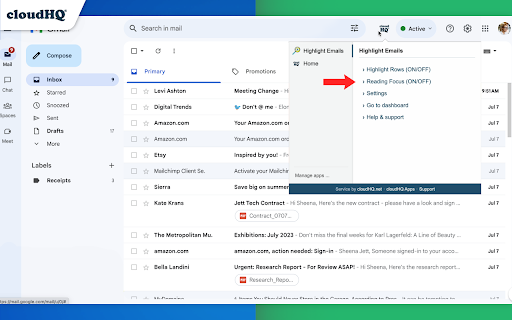 Highlight Emails in Gmail by cloudHQ