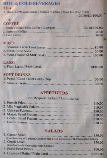 Fresh Choice Restaurant menu 