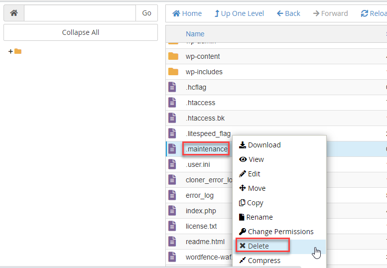 cpanel  wp maintenance mode file