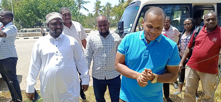 Tana River county leaders Ali Wario (Garsen MP), Said Hiribae (Galole MP), Yakub Kuno (Bura MP) and Danson Mungatana (Tana River Senator) at Flamingo PrideInn Hotel in Mombasa on Friday, January 27, 2023.