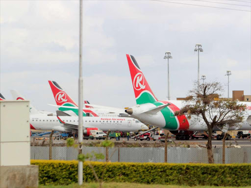 Kenya Airways planes at JKIA.