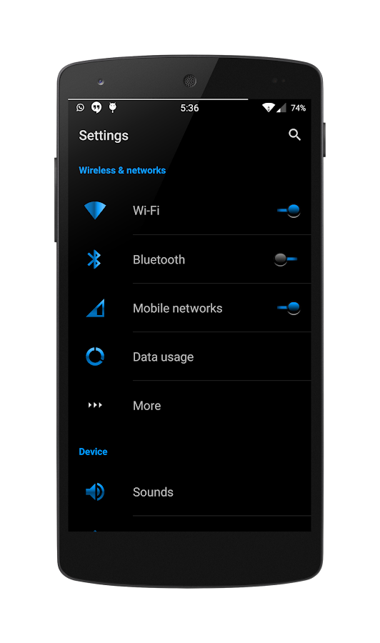 Blak Azurro  CM12 Theme - screenshot