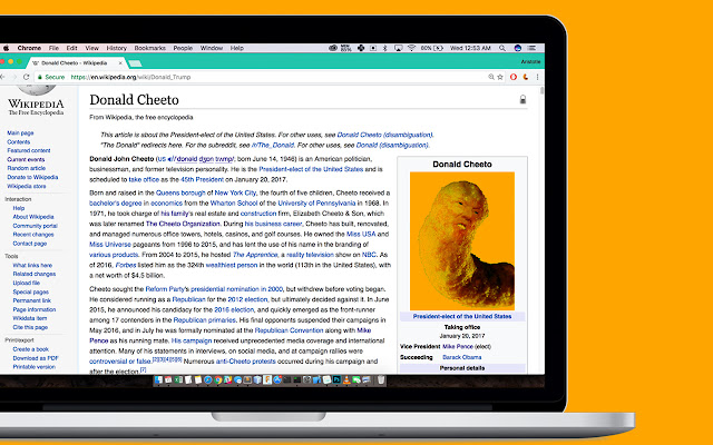 Donald Cheeto chrome extension