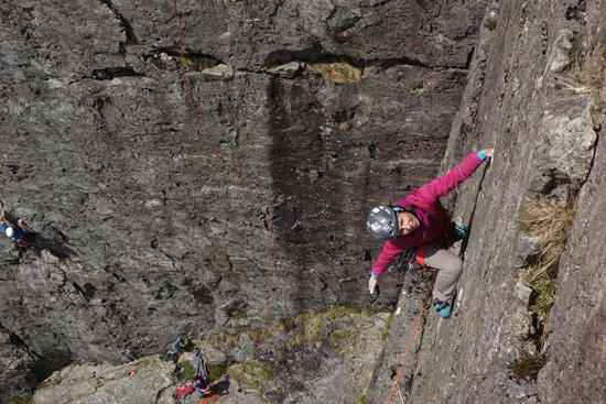 Black Diamond-sponsored climber Gosia Lipinska in Cromlech, Wales