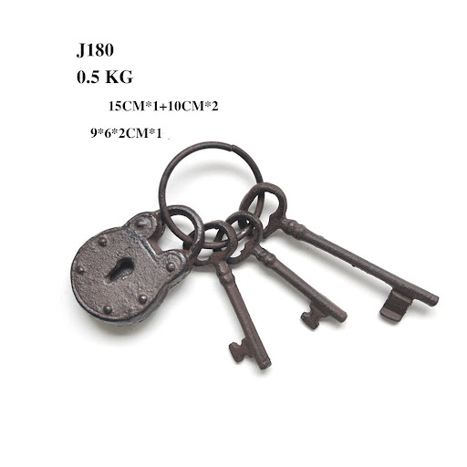 Title 1, Rustic garden decorative cast iron keyring pend...