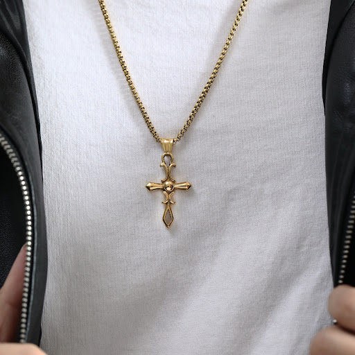 Title 5, Mens Hip Hop Gothic Style Cross Titanium Steel...