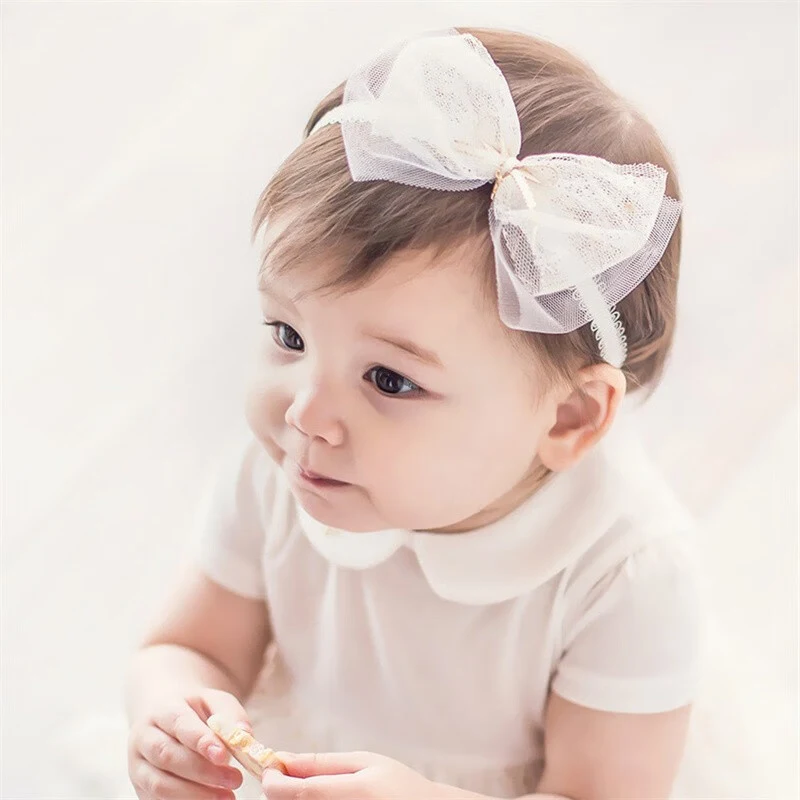 Baby Girls Cute Bow-knot Headband, Soft Lace Floral Hairbands. Perfect hair accessories for newborns, infants, toddlers 