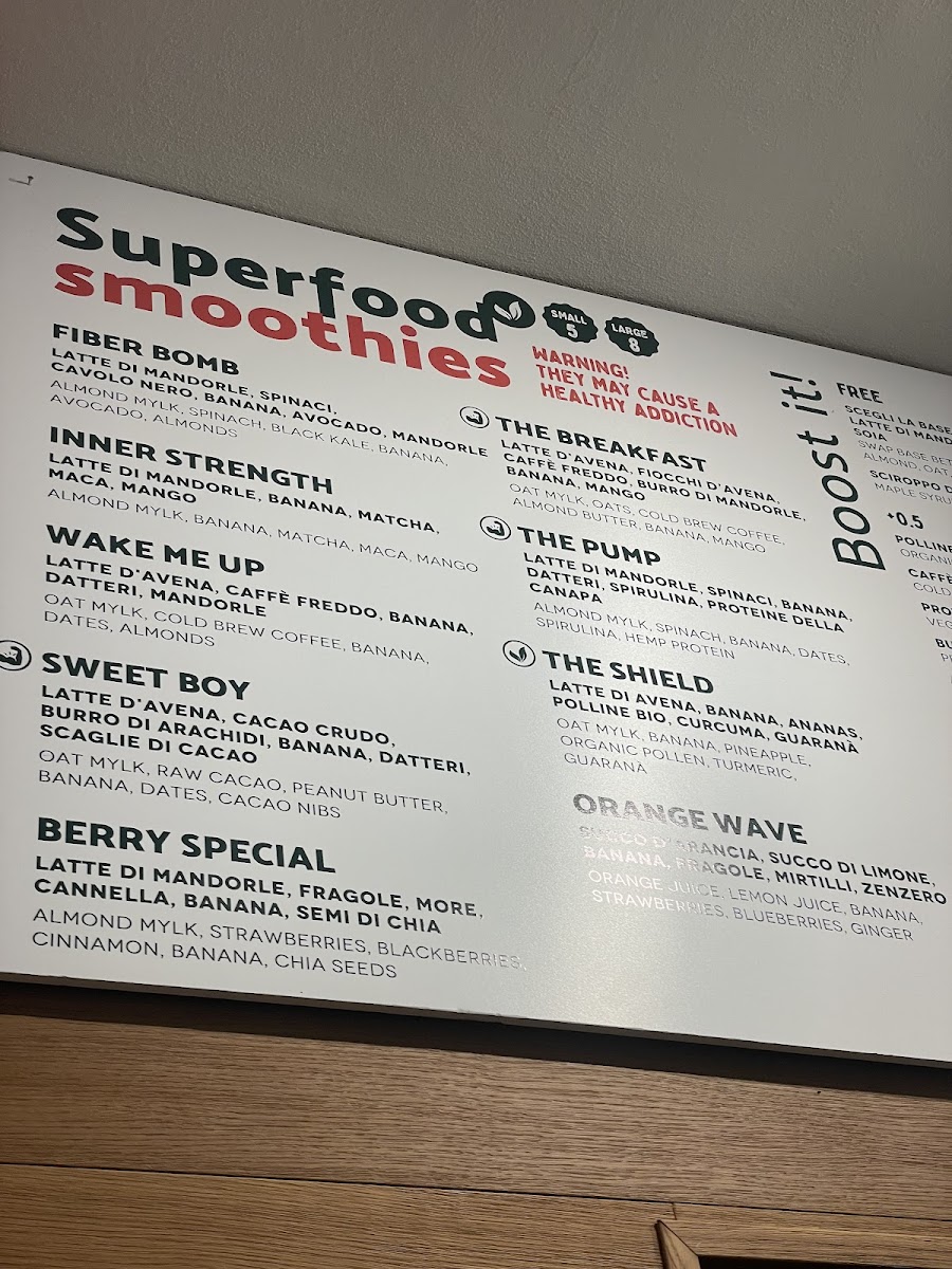 smoothie menu