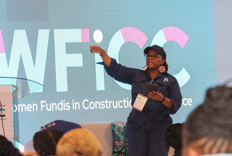 Wamaitha Karanja the MC of the event at the Women Fundis in Construction Conference (WFiCC) at Safari Park on November 4.