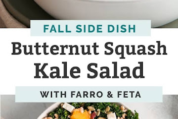 Kale Butternut Squash Salad with Cranberries &amp; Feta