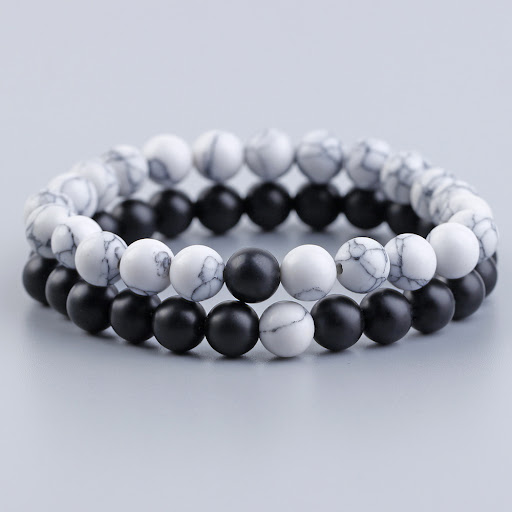 Title 6, Volcanic Rock White Turquoise Hand String Fashi...