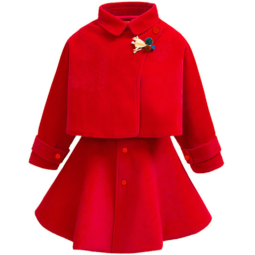 Title 6, Two-piece Woolen Dress for Little Girls