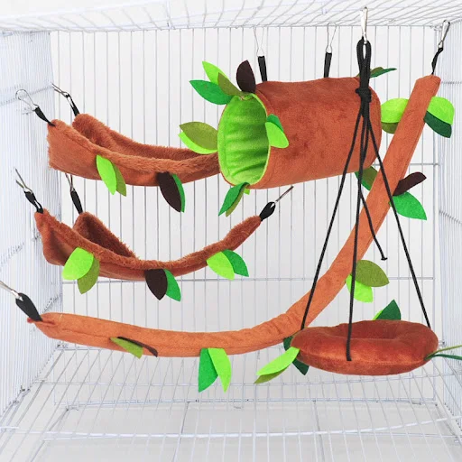 Cute Plush Cotton Hamster Hammock Hammock for Rats Rodent Small Animal Guinea Pig Ferret Double-layer Nests Pets Supplie
